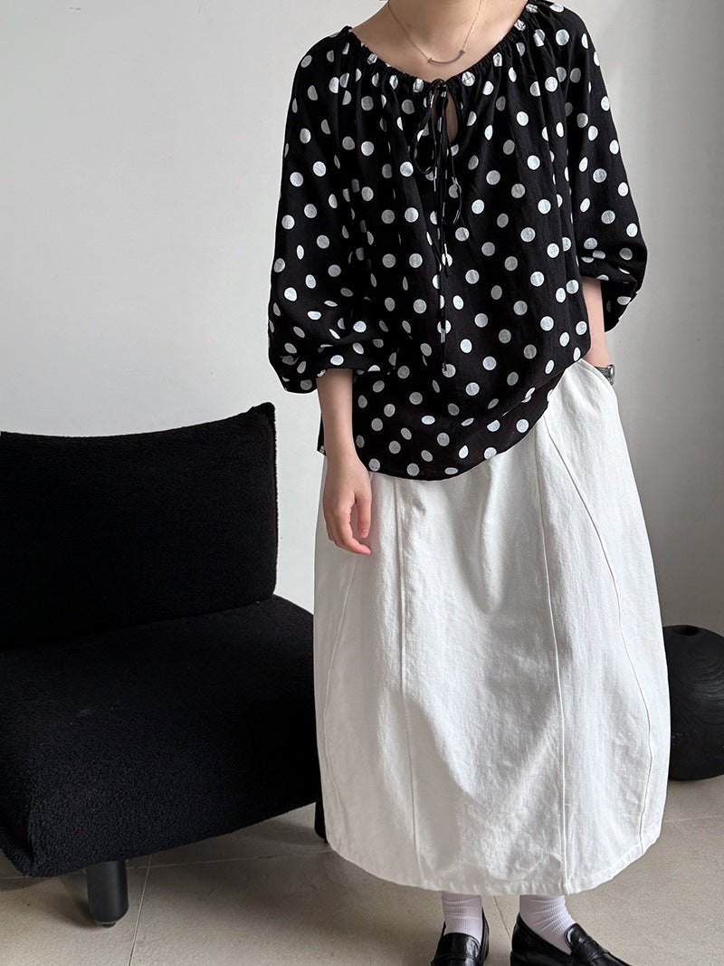 New loose and thin versatile flower bud a word medium and long dress