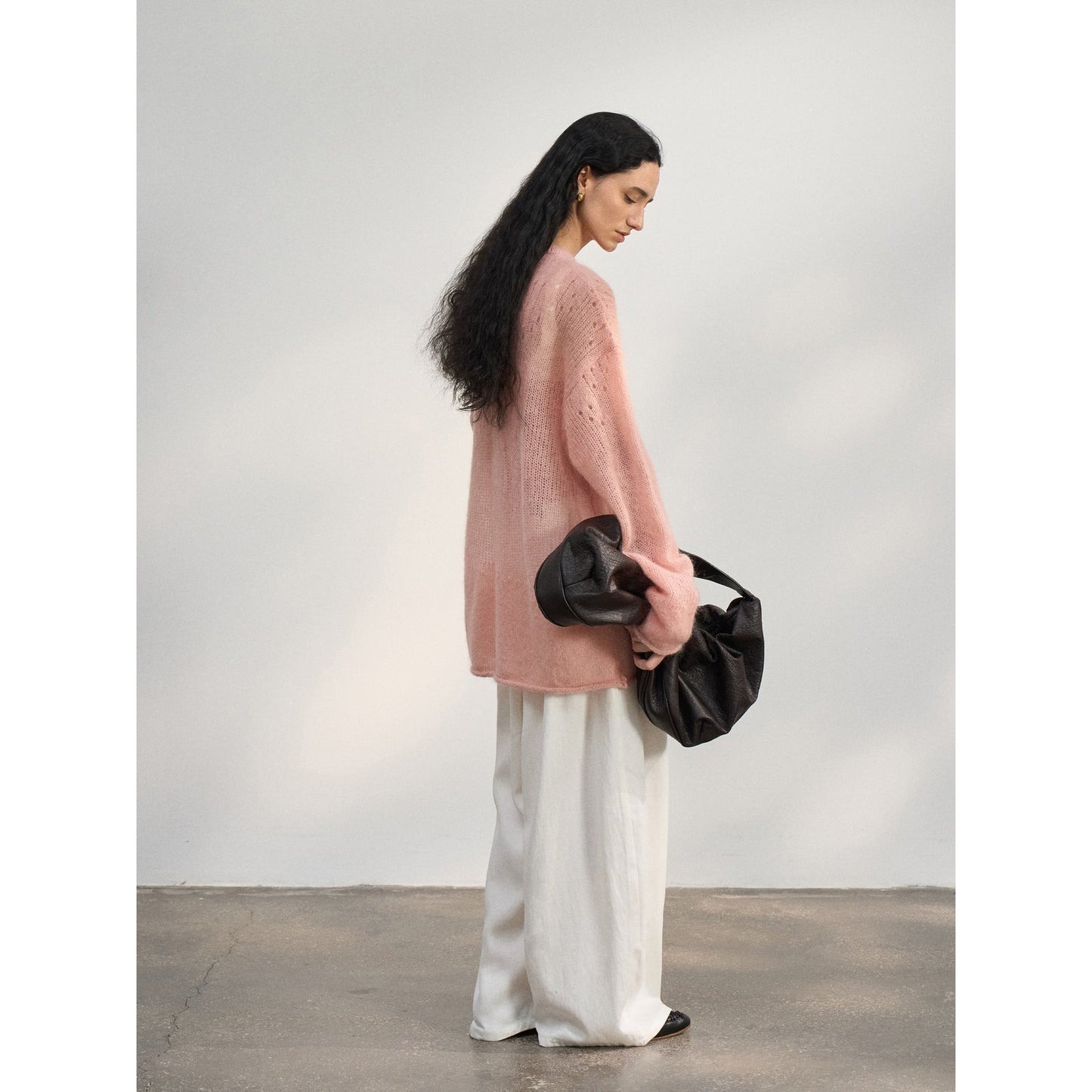 Spring new ultra-fine mohair loose soft skin-friendly wool blouse