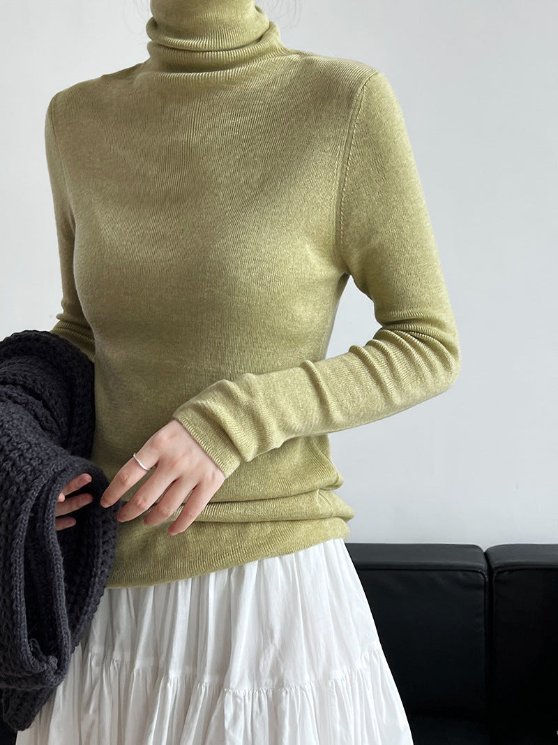 Simple knitted sweater women's new turtleneck wool bottoming shirt in autumn and winter