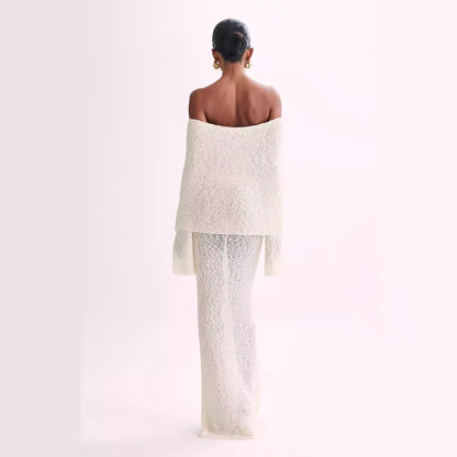 Off-Shoulder Knit Maxi Dress