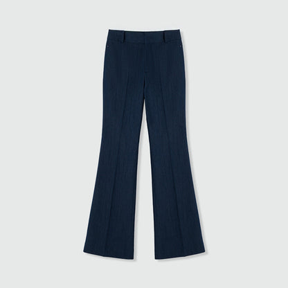 Multi-season wear fashionable legs, elastic imitation denim fabric, no ironing, comfortable retro micro-horn trousers