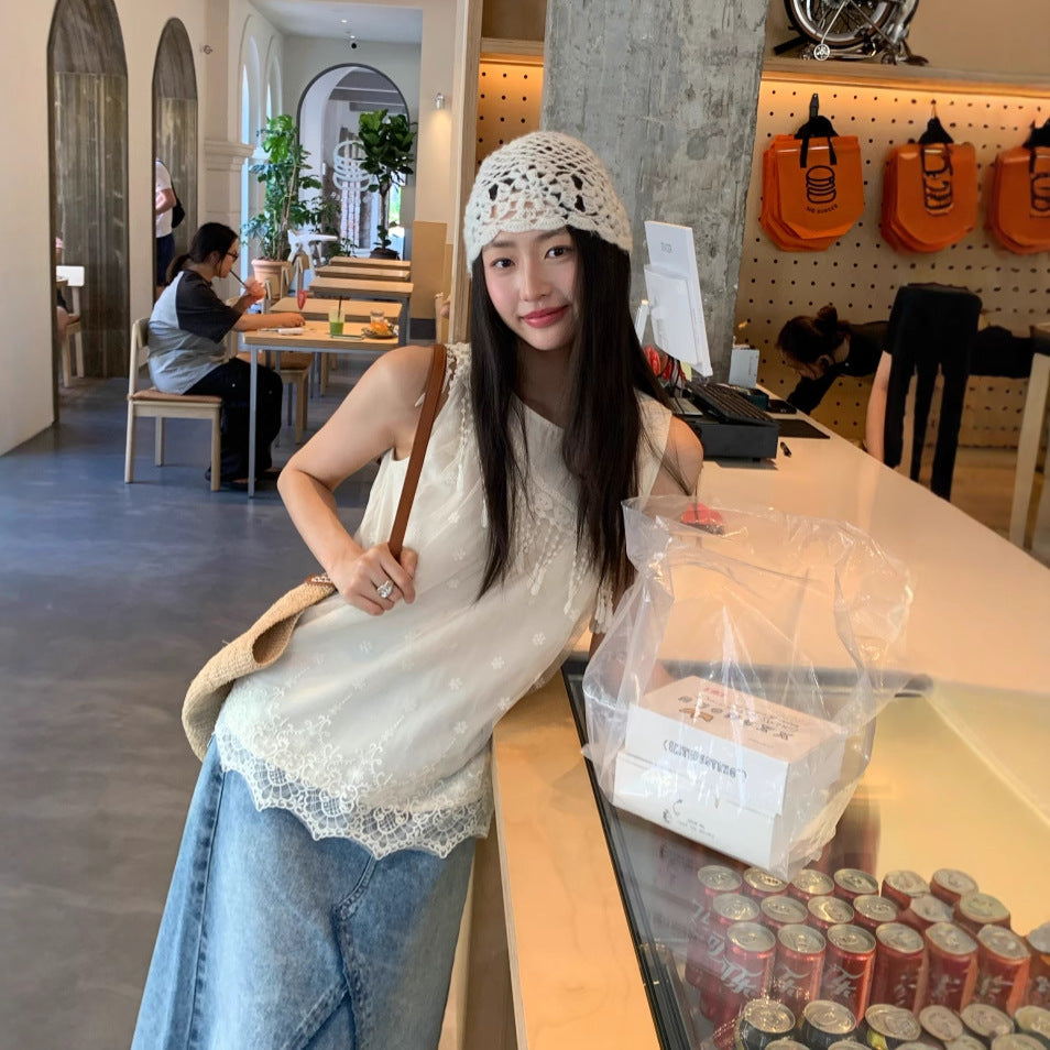 Embroidered Lace Tassel Trim Strapless Pullover Top