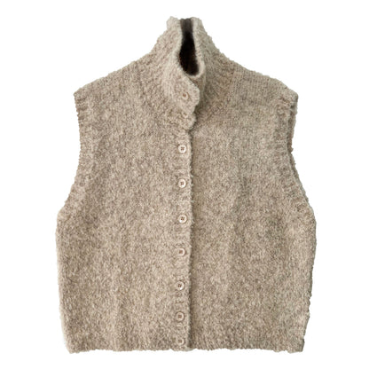 Simple temperament stand-up collar soft waxy wool knitted vest women's autumn new stacked lazy vest