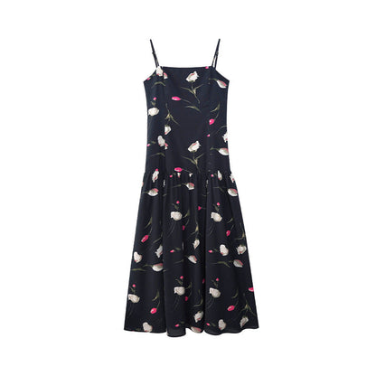 Floral Off-Shoulder Lace-Up Sleeveless Maxi Dress