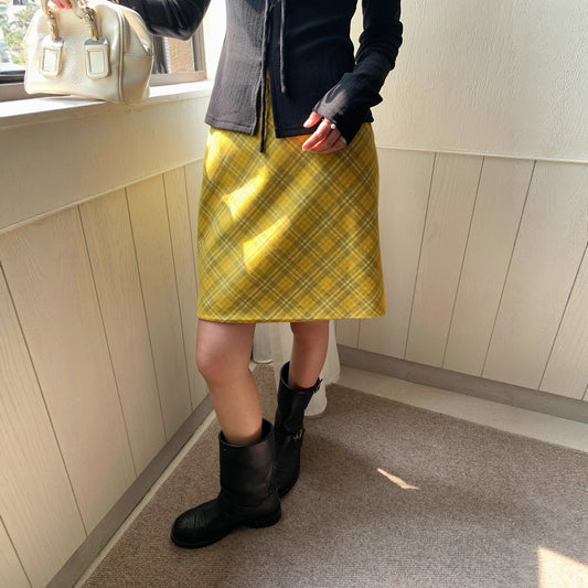 High waist classic plaid a word skirt women
