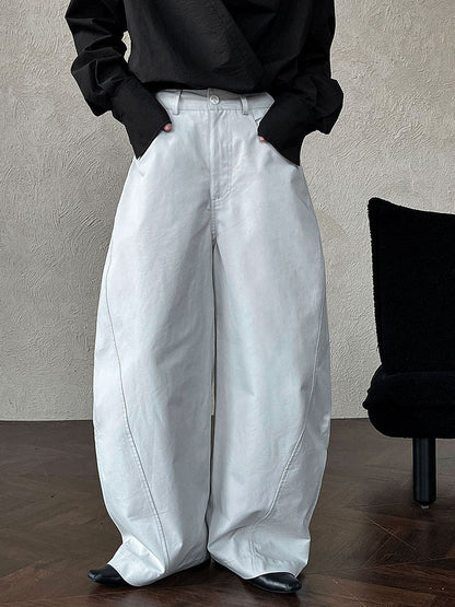American high-end pleated scimitar pants women's retro style casual versatile wide-leg trousers