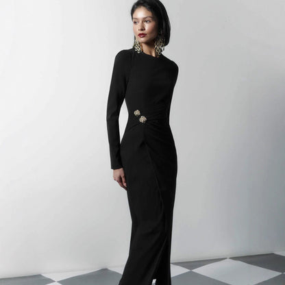 Sexy pure desire semi-turtleneck long-sleeved dress