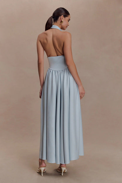2026 resort style slip dress deep V sexy style fashion halterneck dress