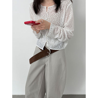 Korean gentle lace jacquard knitted cardigan women's spring new sunscreen jacket