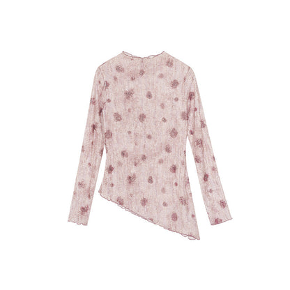 Textured retro long-sleeved slim-fit lace top with bottoming shirt