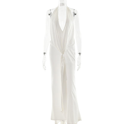 Halter V-Neck Maxi Dress