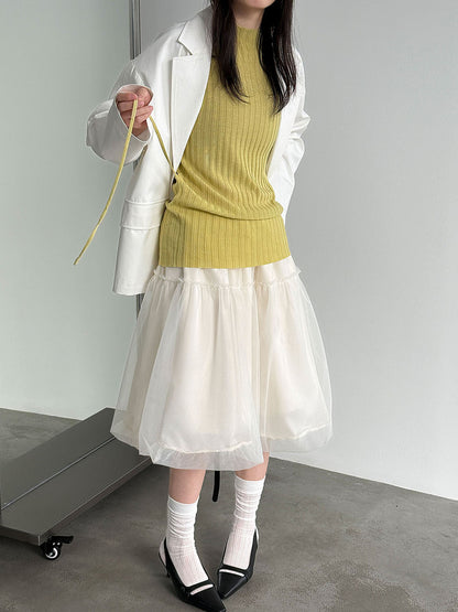 Semi-turtleneck simple sleeveless knitted vest women's 26 spring new slim-fit strap bottoming top