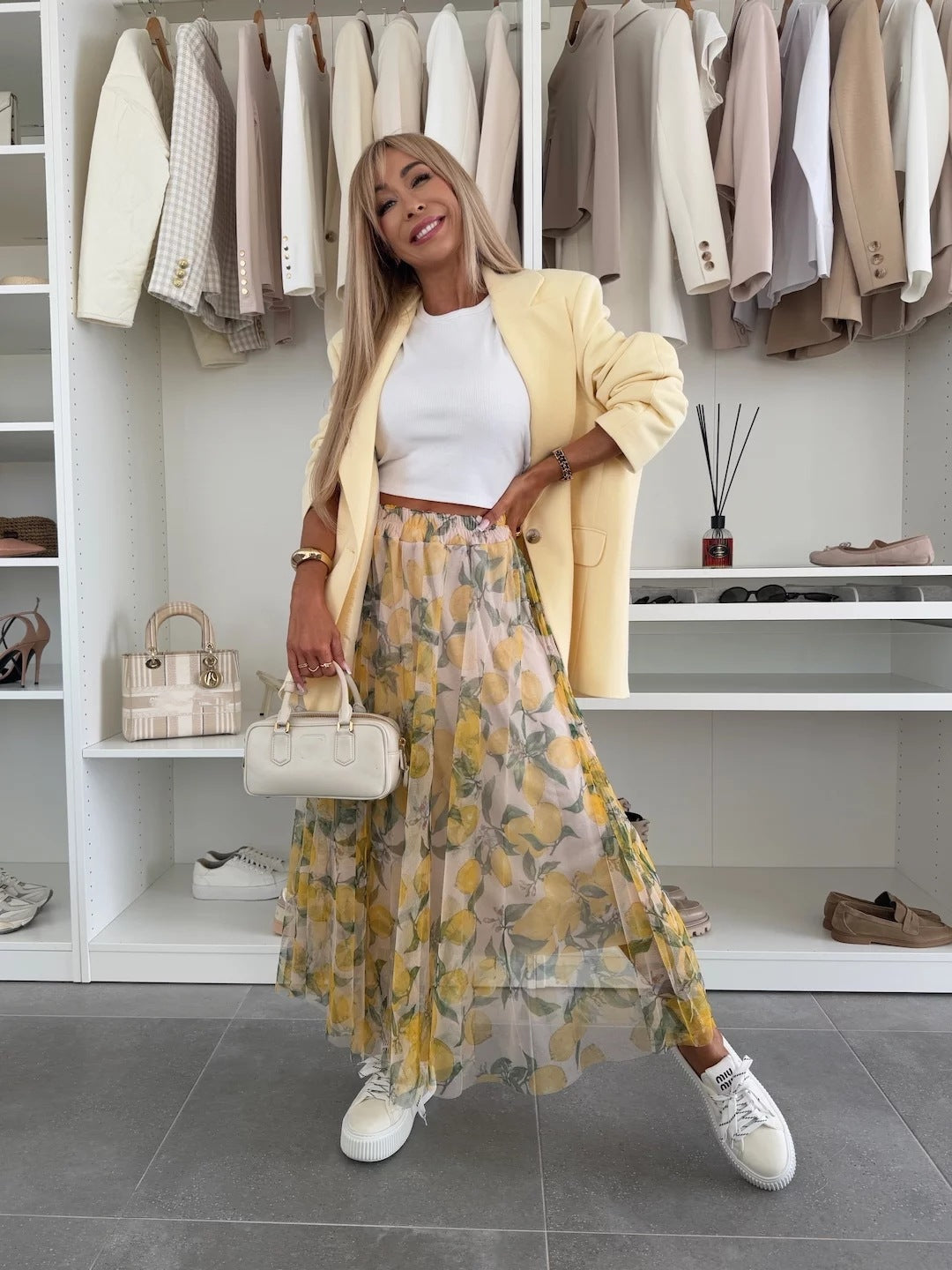 Floral Print Mesh Maxi Skirt