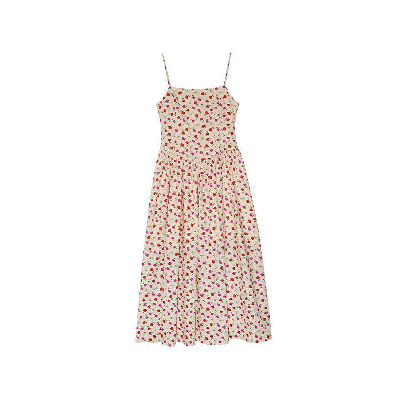 Fresh and sweet sundress high-waisted sleeveless floral dress