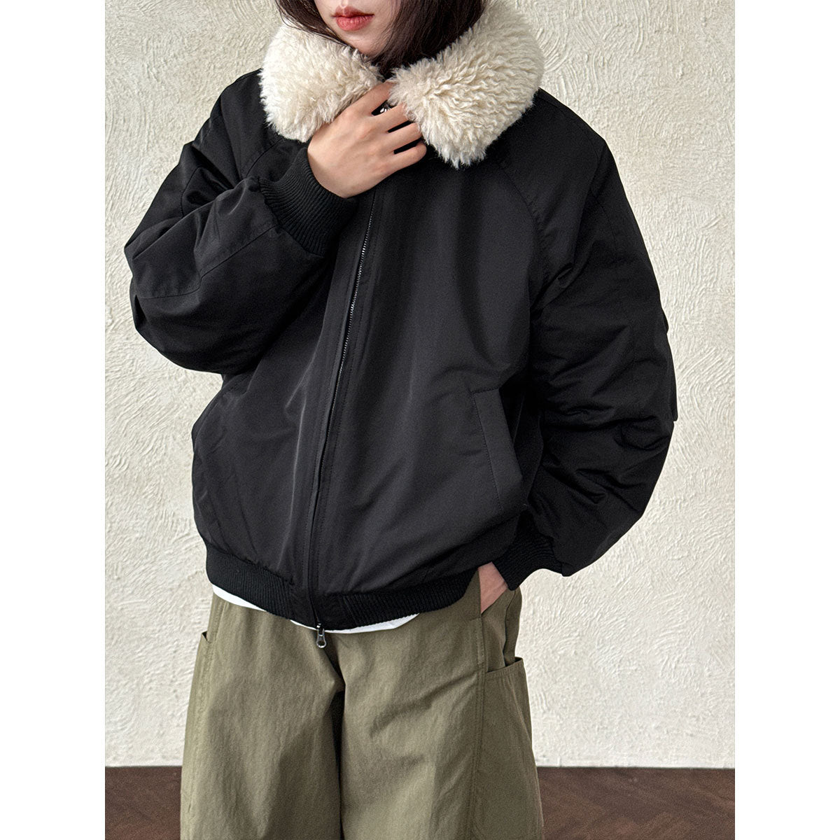 Korean warm fur collar padded jacket women's winter design versatile jacket cotton jacket top 89002