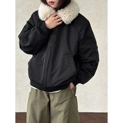 Korean warm fur collar padded jacket women's winter design versatile jacket cotton jacket top 89002