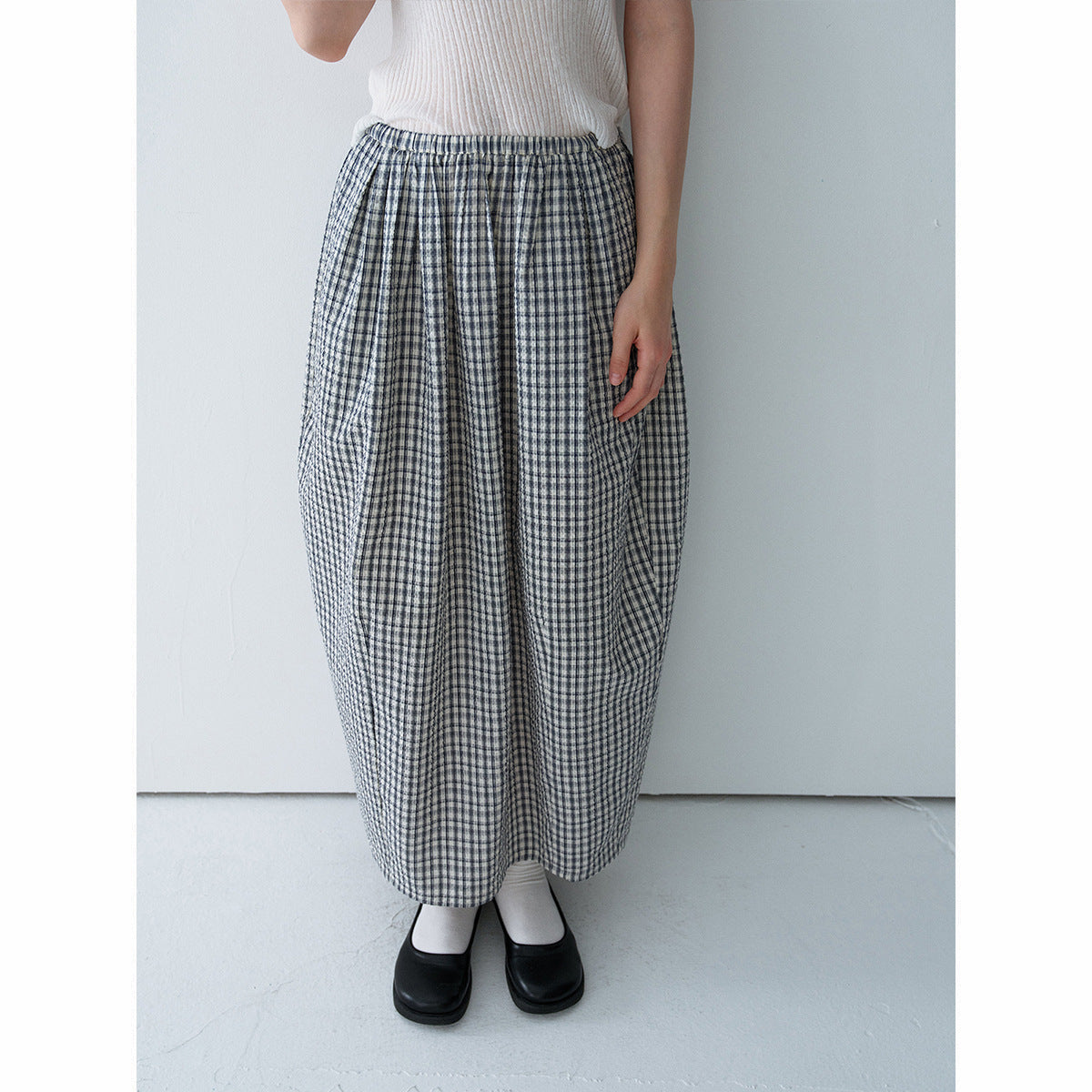Summer Casual High Waist Plaid Tulip Versatile Long Bud Skirt