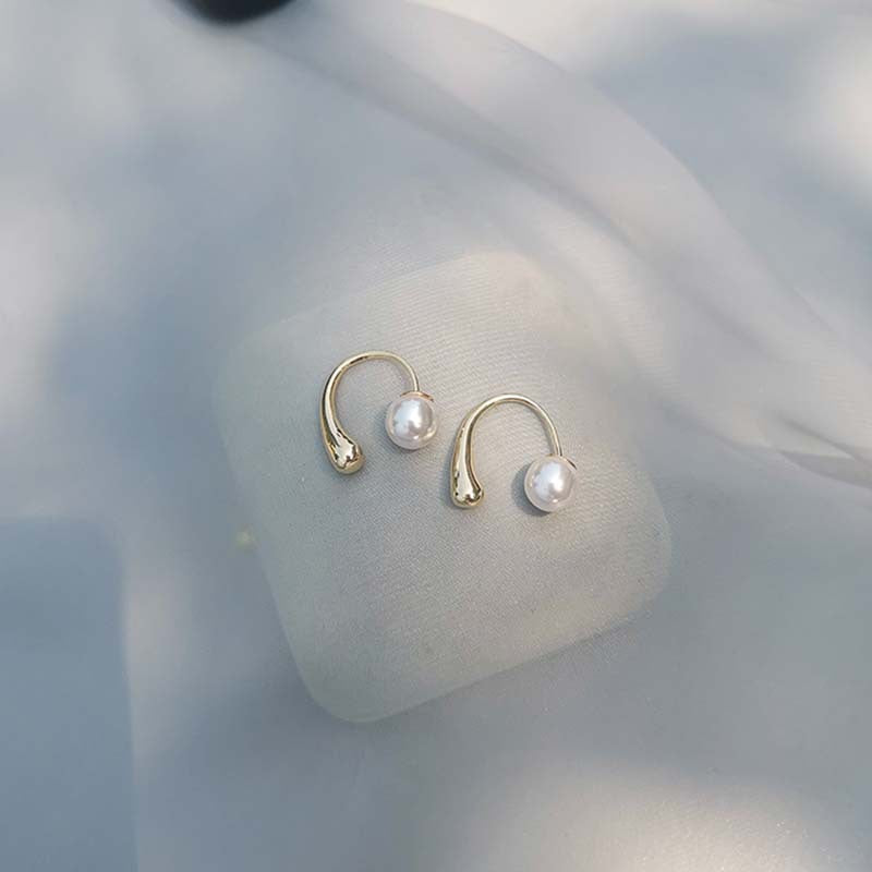 French minimalist premium pearl earrings 2022 new temperament light luxury earrings niche design earrings