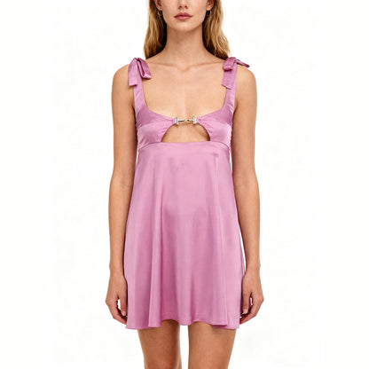 Satin hollow French sexy suspender dress