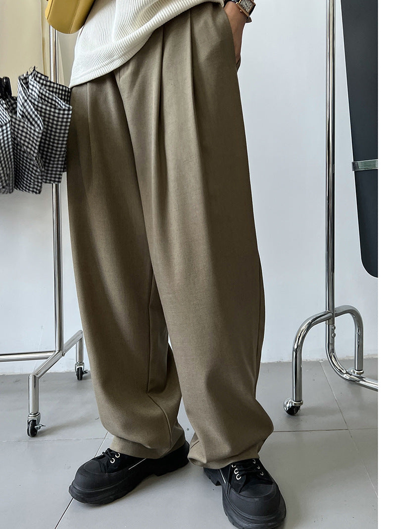 Linen silhouette high-waisted suit pants spring and autumn thin simple and loose casual straight floor-mopping trousers
