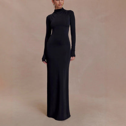 Fashion Sexy Halter Long Sleeve Knitted Dress Slim Spice Girl Hip Wrap Dress