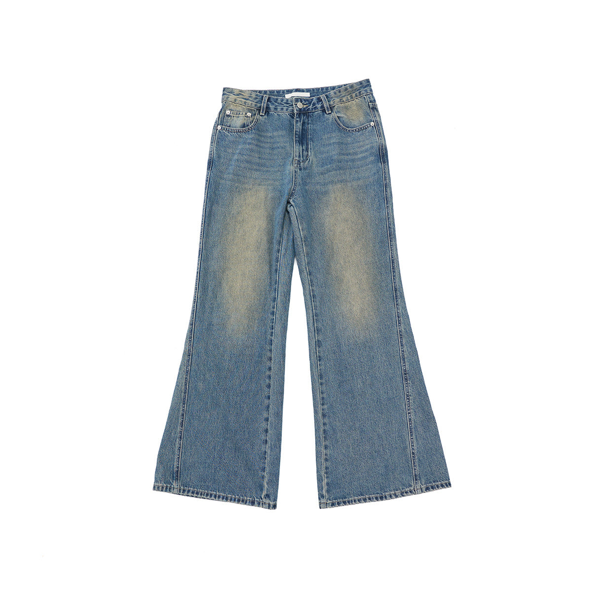 Spring casual high-waisted retro nostalgic easy versatile flared denim trousers