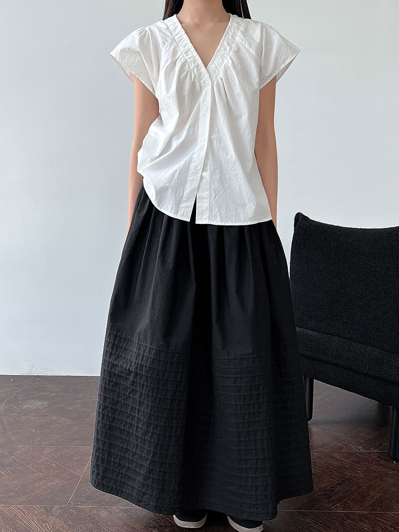 Korean V-neck lace flying sleeves short sleeves women's summer new thin short simple cardigan top