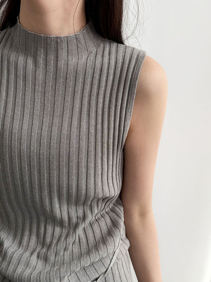 Semi-turtleneck simple sleeveless knitted vest women's 26 spring new slim-fit strap bottoming top