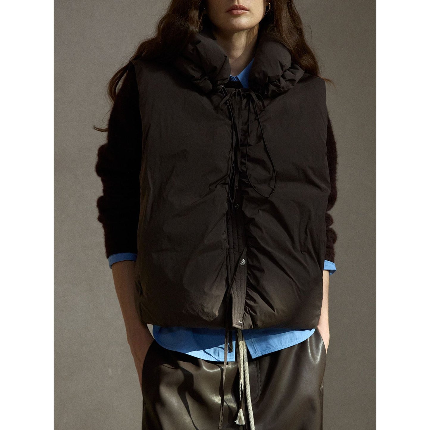 Winter 90 white duck down bud collar weft elastic anti-down jacket
