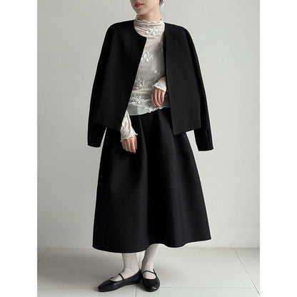 High intelligence round neck buckle-free blazer women's early spring new minimalist small suit top