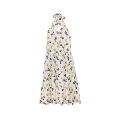 Spring neck suspender skirt vacation sexy beach floral dress