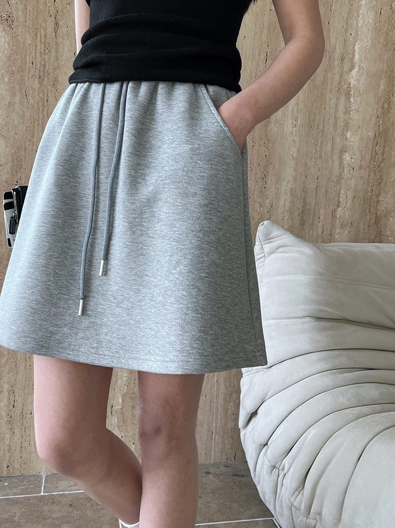 Spring and summer new elastic waist loose a-word skirt high waist skirt