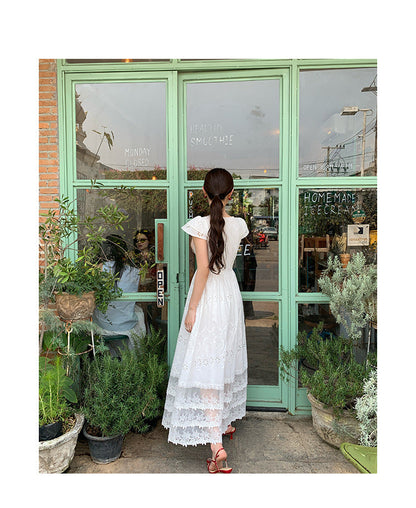 Lace Flutter Sleeve Maxi Dress