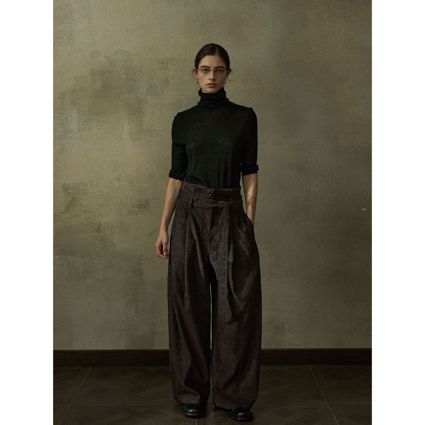 Autumn new design adjustment straps fleece two-color loose and versatile casual pants