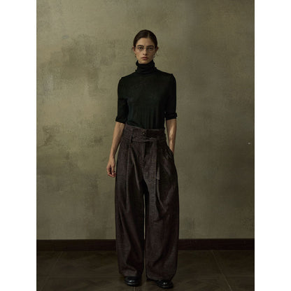 Autumn new design adjustment straps fleece two-color loose and versatile casual pants