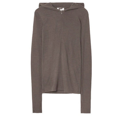 Hooded Long Sleeve Knit Top Women Slim Fit Half-Zip Pullover Sweater