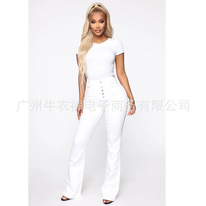 Mid-Rise Washed Flare Leg Jeans
