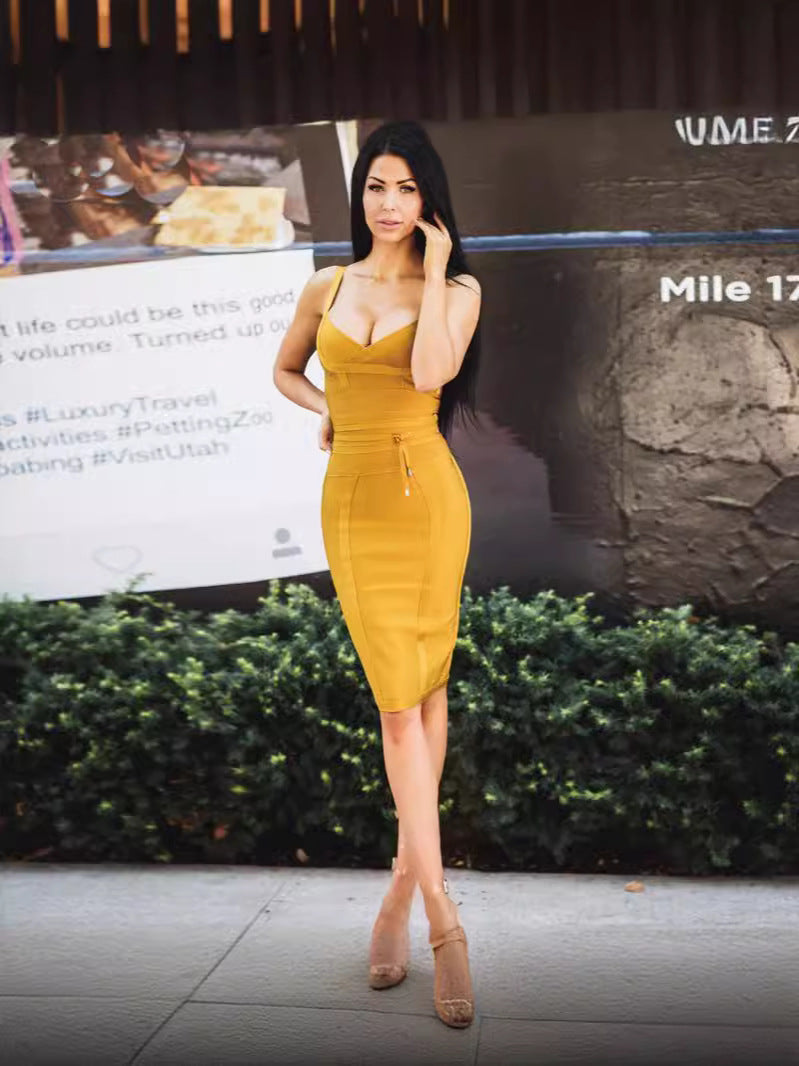 Sexy V-Neck Halter Bodycon Dress