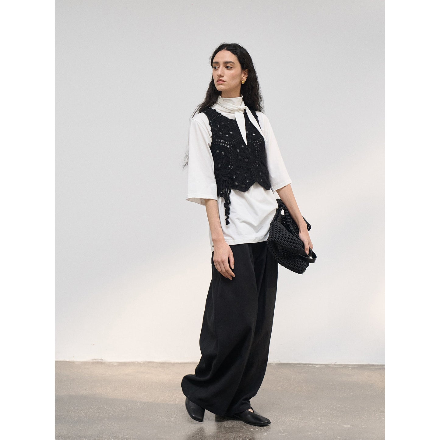 Spring design hollow pattern hand hook mohair skin-friendly vest