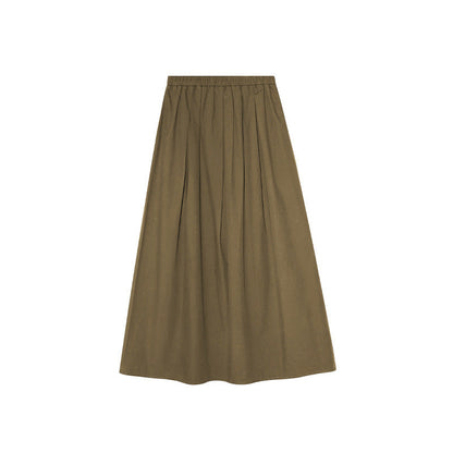 Casual simple and versatile solid color high waist and thin skirt