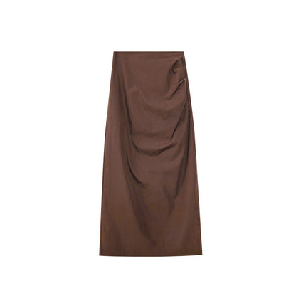 Women's High-Waist Slim-Fit Split Hem Solid Cotton Maxi Skirt