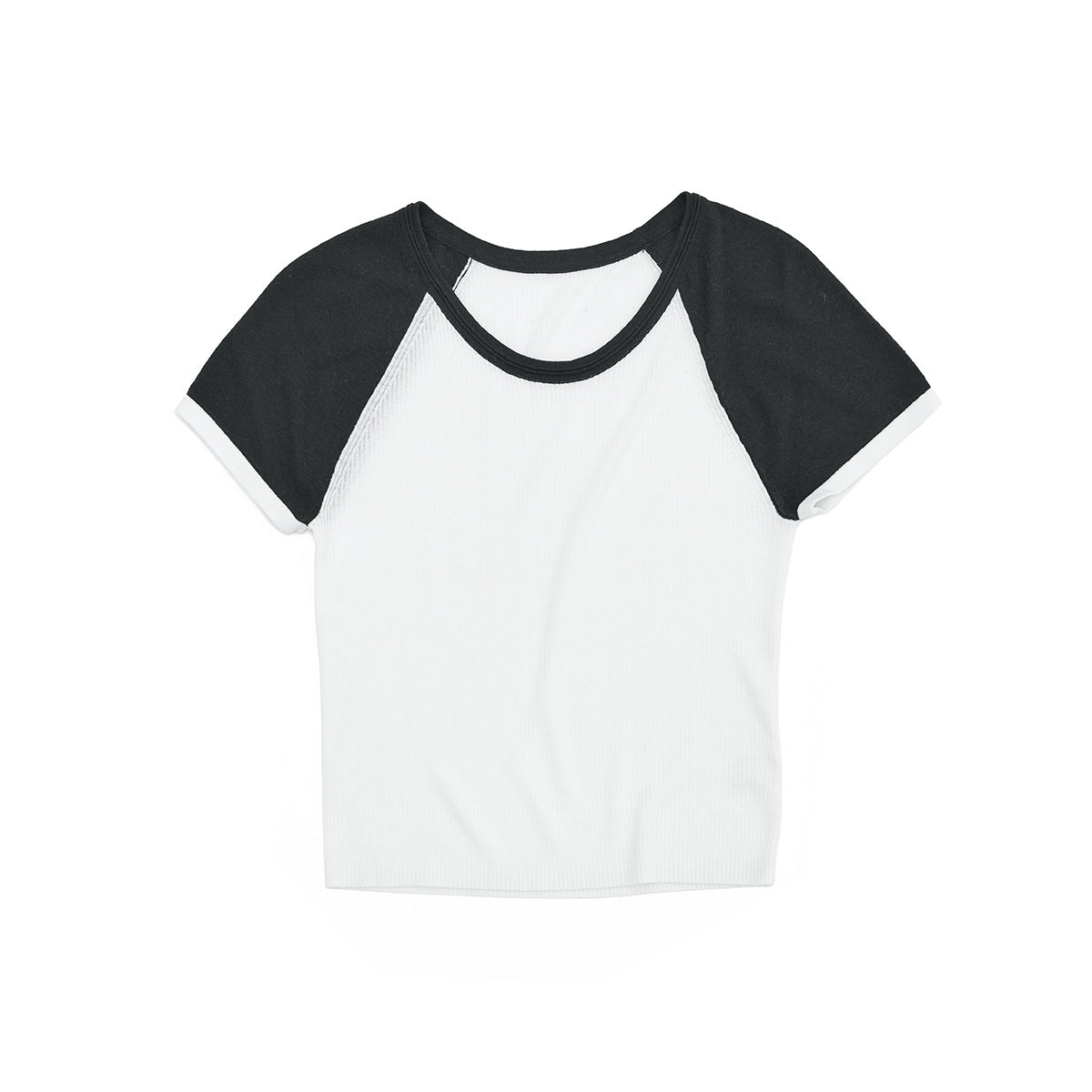 Spring Casual Tencel Hemp Crew Neck Versatile Contrast Color Short Knitted Pullover