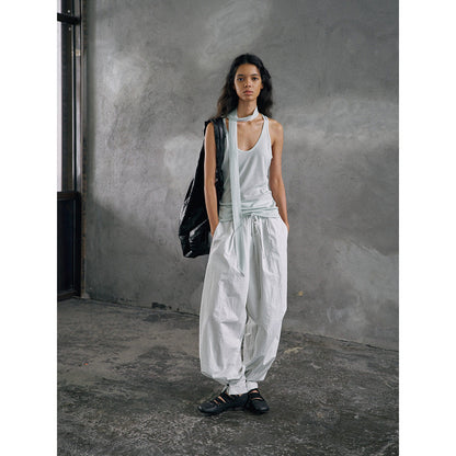 Tencel wool U-neck knitted vest, streamer slim commuter sleeveless top