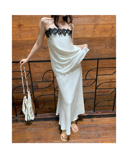 Pure desire style sexy lace suspender + drape silky skirt set