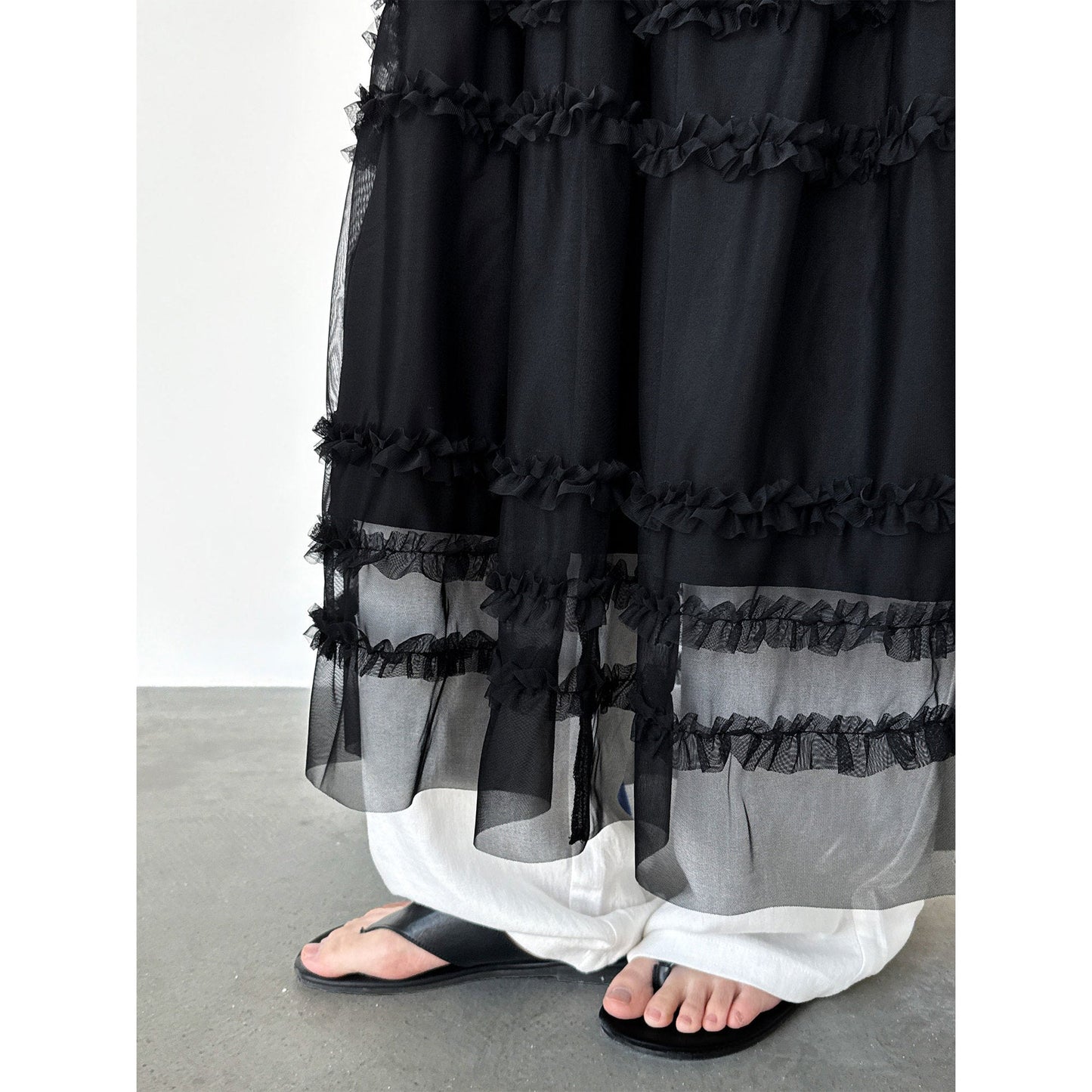 High-end fungus edge gentle temperament mesh long skirt women's spring new A-line cake skirt