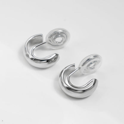 Small C-shaped smooth geometric pattern incense plate ear clips, women can wear earrings without ear piercings, temperament earrings factory direct sales