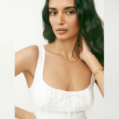 Linen white square collar pure desire style holiday style medium and long French dress