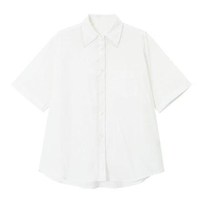Lapel Collar Cotton Loose Commuter Shirt