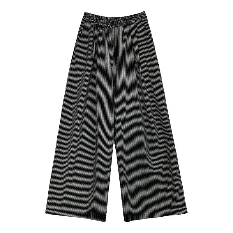American lazy striped casual pants women's summer new loose straight-leg pants drape wide-leg pants