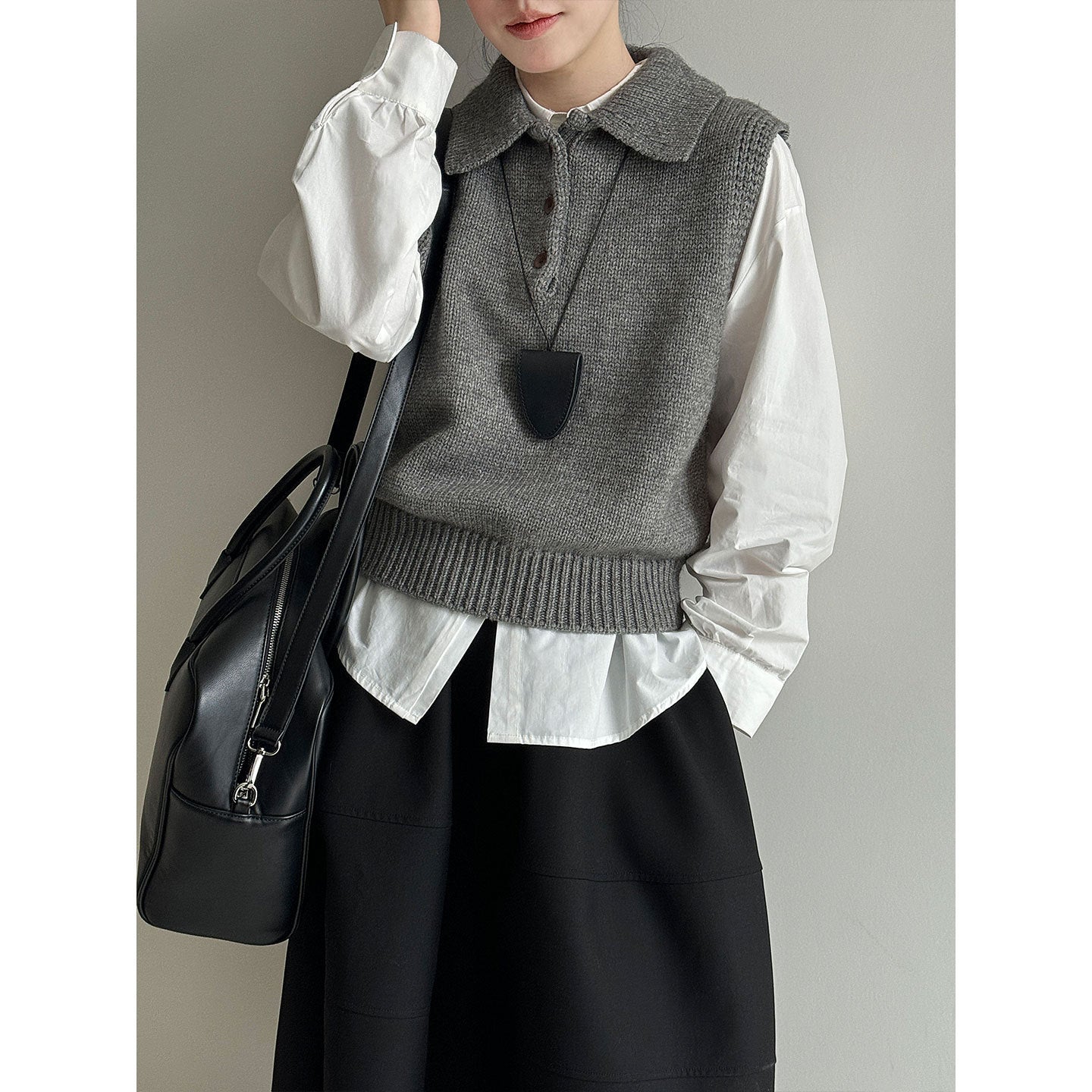 Premium Korean Polo lapel knitted vest